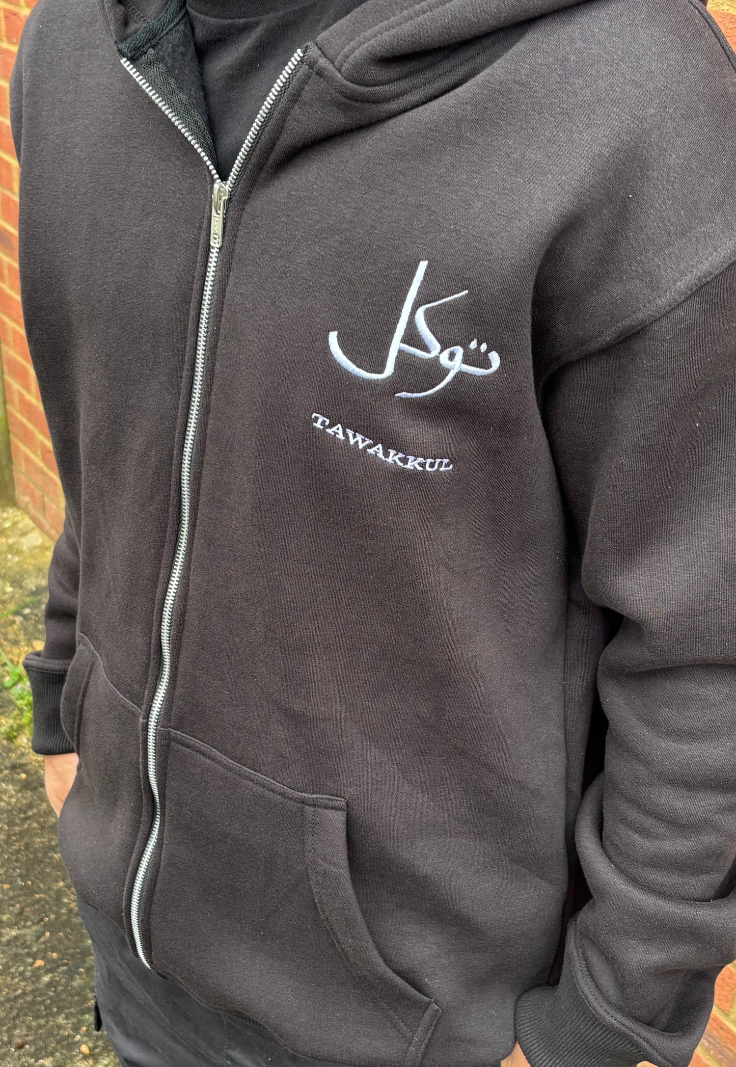 Black Arabic Zip Hoodie