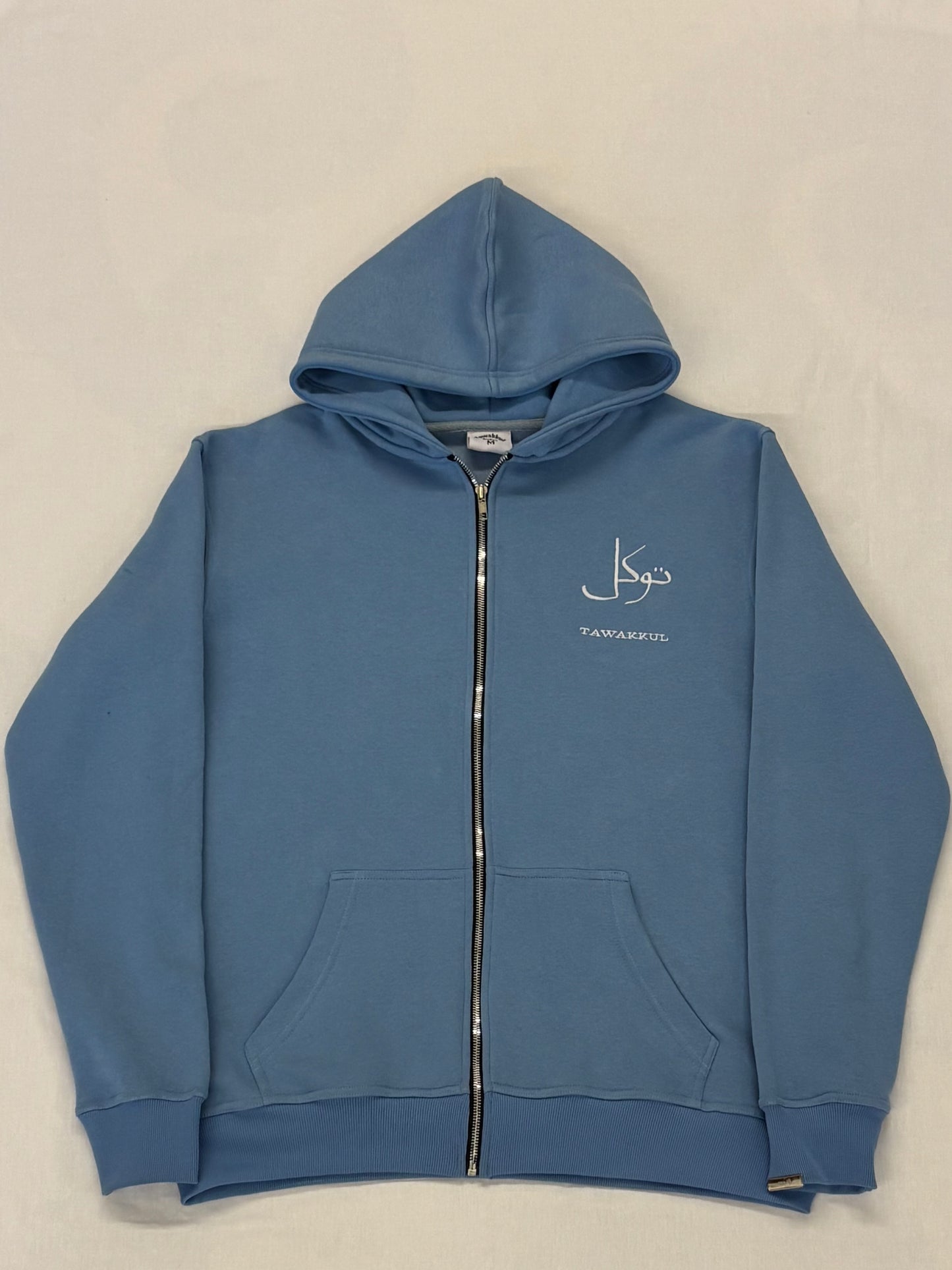 Baby Blue Arabic Zip Hoodie